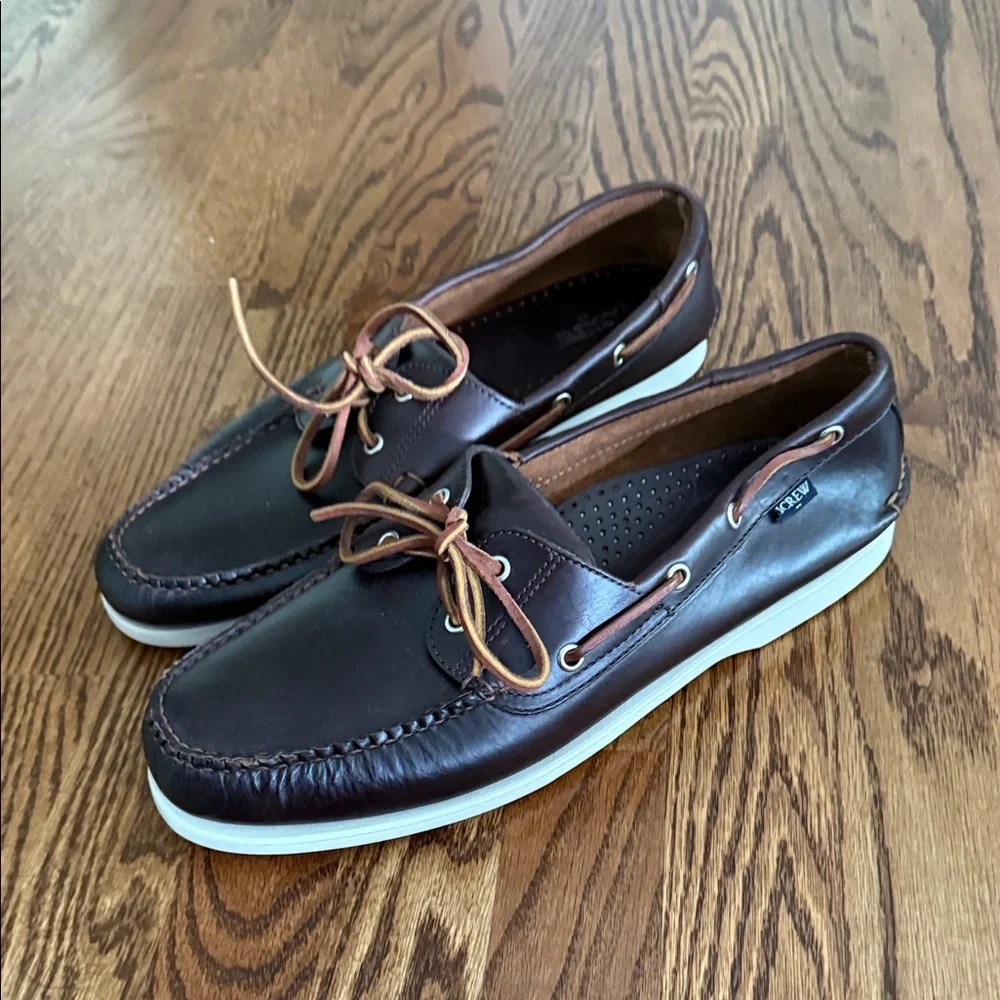 J. Crew Dark Brown Leather Boat Shoes Brand new without box size 12